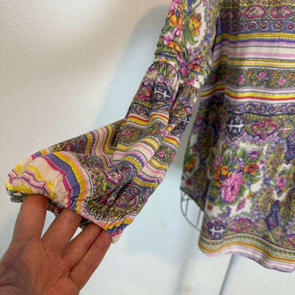Maeve by Anthropologie Ceresco Peasant Top Floral Boho Hippie Gypsy SZ XS - Picture 3 of 10